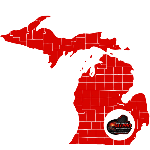State of Michigan with outlined counties in red